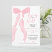 Invitation Tying The Knot Elegant Pink Bow Bridal Shower (Debout devant)