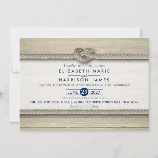 Invitation Tying The Knot Rustic Beach Wedding (Devant)