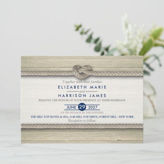 Invitation Tying The Knot Rustic Beach Wedding (Debout devant)