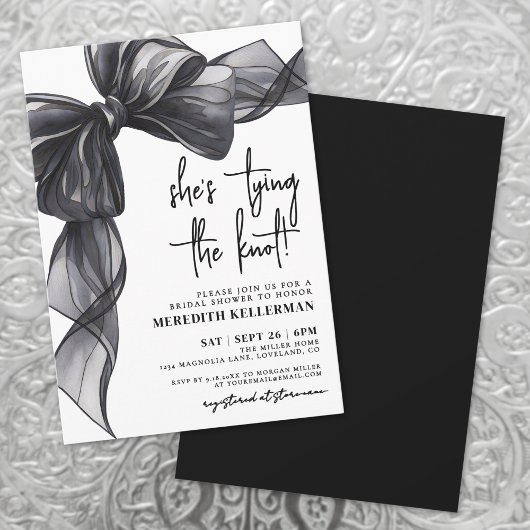 Invitation Tying The Knot : Shower de Mariage Black Bow