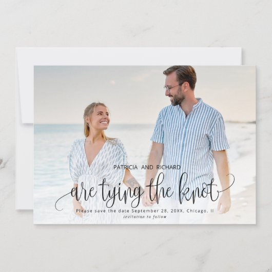 Invitation Tying The Knot Wedding Enregistrer La Date Photo (Devant)
