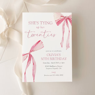 Invitation Tying Up Her Twenties Coquette Bow 30th Birthday