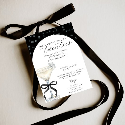 Invitation Tying Up Her Twenties Winter Themed 30th Birthday