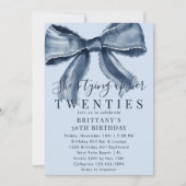 Invitation Tying Up My 20s Blue Coquette Bow 30th Birthday (Devant)