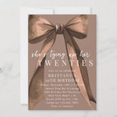 Invitation Tying Up My 20s Brown Coquette Bow 30th Birthday (Devant)