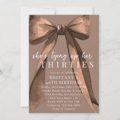Invitation Tying Up My 30s Brown Coquette Bow 40th Birthday (Devant)