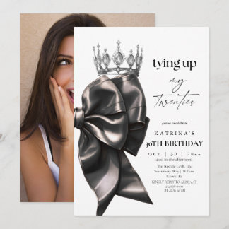 Invitation Tying Up My Twenties Black Bow 30th Birthday