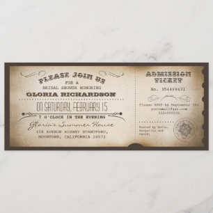 Invitation Type de ticket de douche vintage