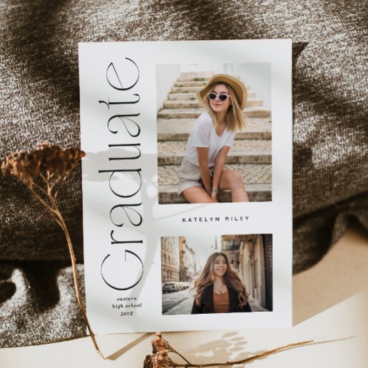 Invitation Type minimal moderne Diplômé 2 Photo Graduation