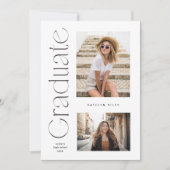 Invitation Type minimal moderne Diplômé 2 Photo Graduation (Devant)