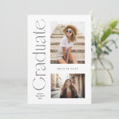 Invitation Type minimal moderne Diplômé 2 Photo Graduation (Debout devant)