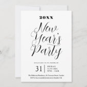 Invitation TYPE MODERNE Nouvel An Soirée Noir Blanc (Devant)