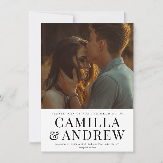 Invitation Type moderne Photo Mariage élégant (Devant)