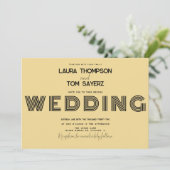 Invitation Type rétro Mariage simple bloc jaune noir (Debout devant)