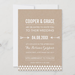 Invitation TYPE SIMPLE MARIAGE motif géométrique  flèche kraf