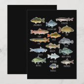 Invitation Types D'Espèces De Poissons D'Eau Douce Pêche (Devant / Derrière)