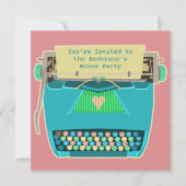 Invitation Typewriter Cute Retro Modern Personnalisée Party (Devant)