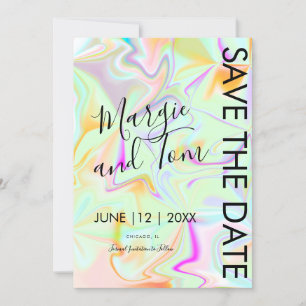 Invitation Typographie Abstraite Holographique Enregistrez la