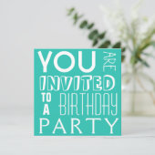 Invitation Typographie ado de Bright Blue FUN Birthday Party (Debout devant)