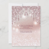 Invitation Typographie adorable rose or glittery gouttes d'om (Dos)