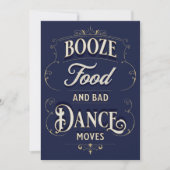 Invitation Typographie amusante Booze Dance alimentaire Démén (Devant)