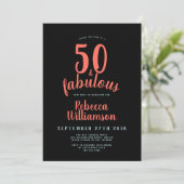 Invitation Typographie amusante Coral Turquoise et Noir 50e a (Debout devant)