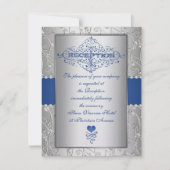 Invitation Typographie Argent Bleu Réception de mariage Inser (Devant)