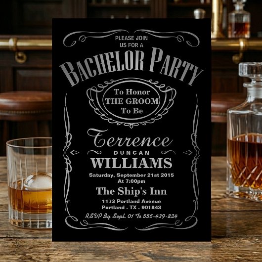 Invitation Typographie argent métallisé tendance pour enterre