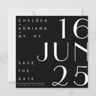 Invitation Typographie Art Déco noir blanc Enregistrer la dat