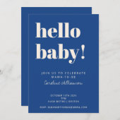 Invitation Typographie audacieuse Baby shower moderne bleu (Devant / Derrière)