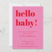 Invitation Typographie audacieuse Baby shower moderne rose ro (Devant)