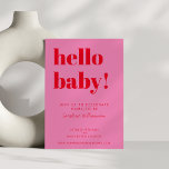 Invitation Typographie audacieuse Baby shower moderne rose ro<br><div class="desc">Audacieuse typographie rose vif et rouge Baby shower moderne Invitation</div>