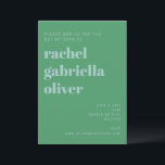 Invitation Typographie audacieuse Bat mitzvah moderne bleu et<br><div class="desc">Audacieux Typographie Bleu et Vert Moderne Bat mitzvah Invitation</div>