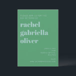 Invitation Typographie audacieuse Bat mitzvah moderne bleu et<br><div class="desc">Audacieux Typographie Bleu et Vert Moderne Bat mitzvah Invitation</div>