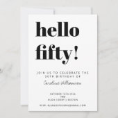 Invitation Typographie audacieuse Blanc Moderne 50e anniversa (Devant)