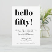 Invitation Typographie audacieuse Blanc Moderne 50e anniversa (Debout devant)