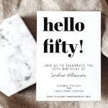 Invitation Typographie audacieuse Blanc Moderne 50e anniversa<br><div class="desc">Audacieux Typographie Moderne 50ème anniversaire Invitation à la fête en blanc. - tout le texte est modifiable afin que cela puisse être utilisé pour n'importe quel âge</div>