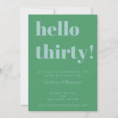 Invitation Typographie audacieuse Bleu Vert moderne 30e anniv (Devant)