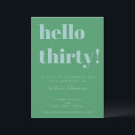 Invitation Typographie audacieuse Bleu Vert moderne 30e anniv<br><div class="desc">Audacieux Typographie Bleu et vert Moderne 30e anniversaire Invitation</div>