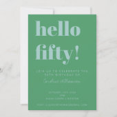 Invitation Typographie audacieuse Bleu Vert moderne 50e anniv (Devant)