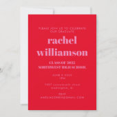Invitation Typographie audacieuse Bright Rose Red Graduation  (Devant)