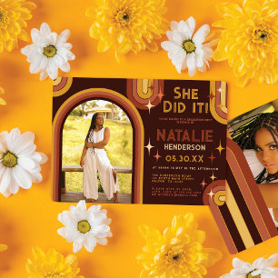 Invitation Typographie audacieuse des années 70 Retro Arch Ar