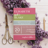 Invitation Typographie audacieuse Magenta et vert Mariage mod