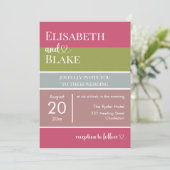 Invitation Typographie audacieuse Magenta et vert Mariage mod (Debout devant)