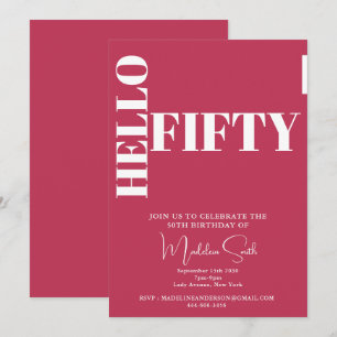 Invitation Typographie audacieuse Magenta Moderne 50e anniver