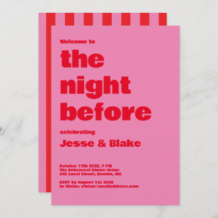 Invitation Typographie audacieuse, mariage rose et rouge