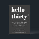 Invitation Typographie audacieuse Noir moderne 30e fête d'ann<br><div class="desc">Audacieux Typographie moderne 30e anniversaire Invitation de fête en noir et blanc. - tout le texte est modifiable afin que cela puisse être utilisé pour n'importe quel âge</div>
