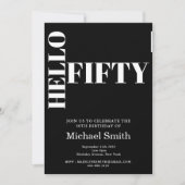 Invitation Typographie audacieuse Noir moderne 50e anniversai (Devant)
