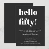Invitation Typographie audacieuse Noir moderne 50e fête d'ann (Devant / Derrière)