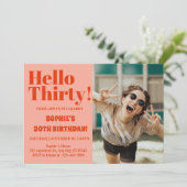 Invitation Typographie audacieuse Orange rose moderne 30e ann (Debout devant)